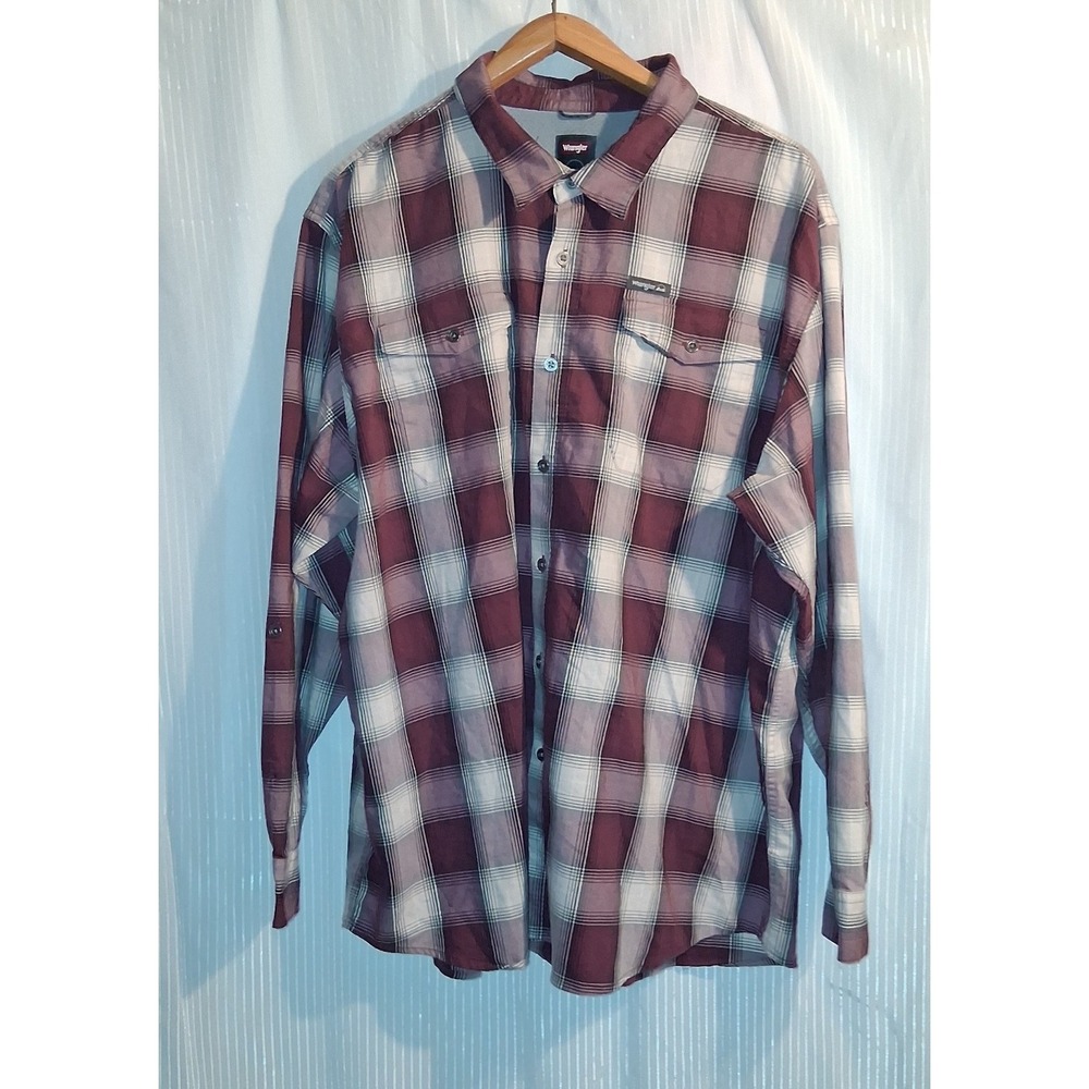 Wrangler 2 Pocket Utility Shirt Size 3XL‎ Plaid Regular Fit Convertible Sleeve